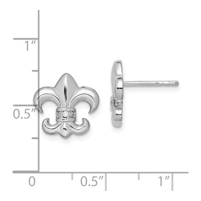 Sterling Silver CZ Fleur de Lis Stud Earrings – view 5