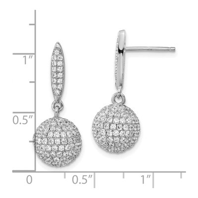 Sterling Silver CZ Pave Ball Dangle Earrings – view 3