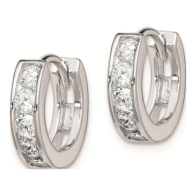Sterling Silver 12mm CZ Huggie Hoop Earrings – view 3