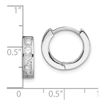 Sterling Silver 12mm CZ Huggie Hoop Earrings – view 5