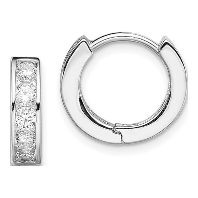Sterling Silver 12mm CZ Huggie Hoop Earrings
