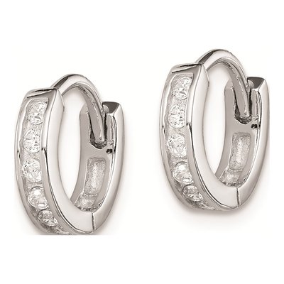 Sterling Silver 10mm CZ Huggie Hoop Earrings – view 3