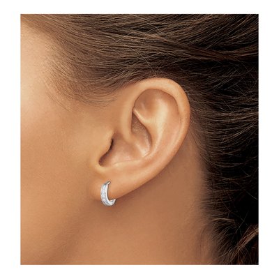 Sterling Silver 10mm CZ Huggie Hoop Earrings – view 4