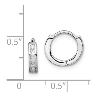 Sterling Silver 10mm CZ Huggie Hoop Earrings – view 5