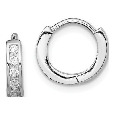 Sterling Silver 10mm CZ Huggie Hoop Earrings