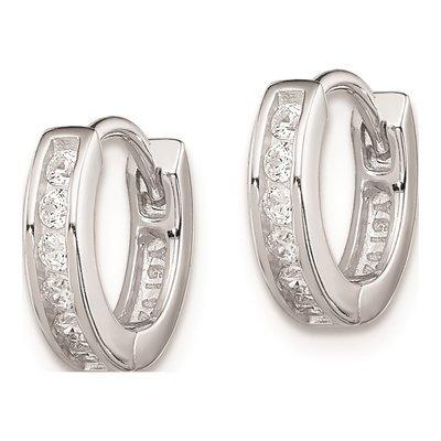 Sterling Silver 10mm CZ Huggie Hoop Earrings – view 3