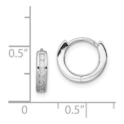 Sterling Silver 10mm CZ Huggie Hoop Earrings – view 5