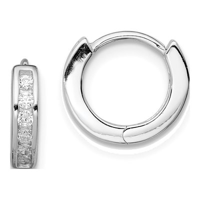 Sterling Silver 10mm CZ Huggie Hoop Earrings