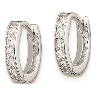 Sterling Silver 11mm CZ Huggie Hoop Earrings – view 3