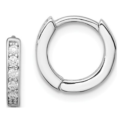 Sterling Silver 11mm CZ Huggie Hoop Earrings