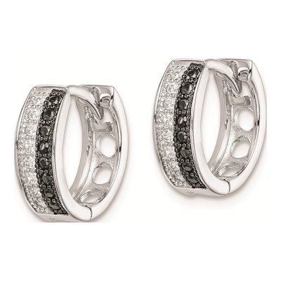 Sterling Silver 13mm CZ Huggie Hoop Earrings – view 3