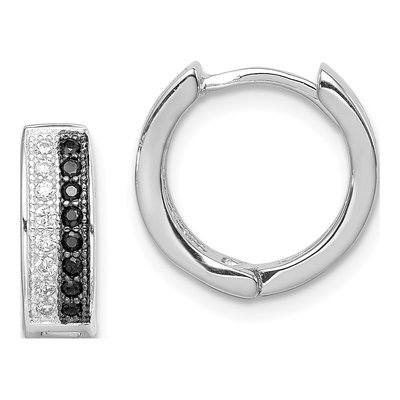 Sterling Silver 13mm CZ Huggie Hoop Earrings
