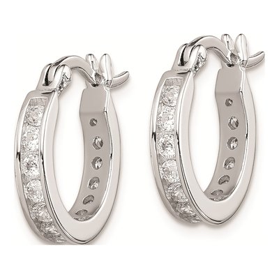 Sterling Silver CZ Hoop Earrings | Rhodium-Plated – view 3