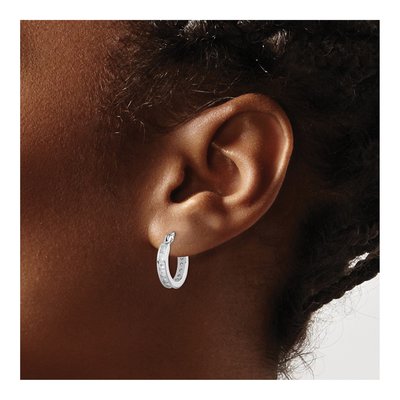 Sterling Silver CZ Hoop Earrings | Rhodium-Plated – view 4