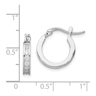 Sterling Silver CZ Hoop Earrings | Rhodium-Plated – view 5