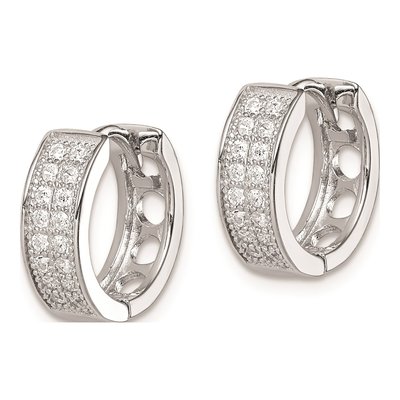 Sterling Silver 13mm CZ Huggie Hoop Earrings – view 3