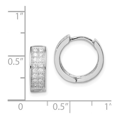 Sterling Silver 13mm CZ Huggie Hoop Earrings – view 5