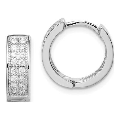 Sterling Silver 13mm CZ Huggie Hoop Earrings
