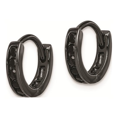 Sterling Silver 10mm CZ Huggie Hoop Earrings – view 3