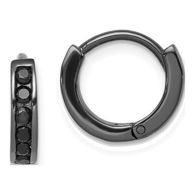 Sterling Silver 10mm CZ Huggie Hoop Earrings