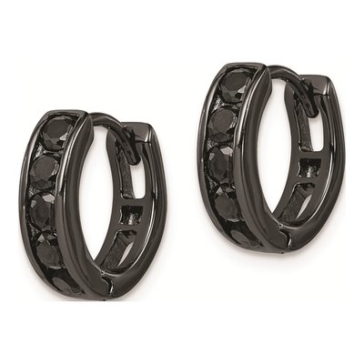 Sterling Silver 13mm CZ Huggie Hoop Earrings – view 3