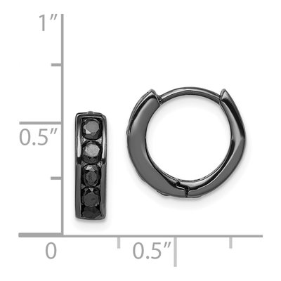 Sterling Silver 13mm CZ Huggie Hoop Earrings – view 5
