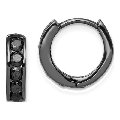 Sterling Silver 13mm CZ Huggie Hoop Earrings