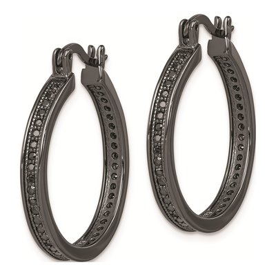 Sterling Silver 26mm CZ Round Hoop Earrings – view 3