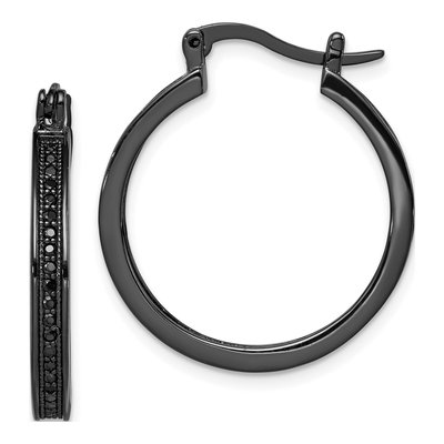 Sterling Silver 26mm CZ Round Hoop Earrings