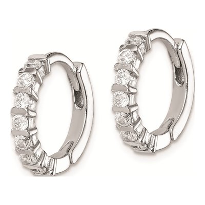 Sterling Silver 15mm CZ Huggie Hoop Earrings – view 3