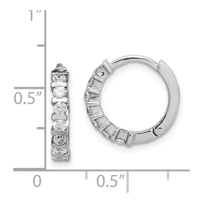 Sterling Silver 15mm CZ Huggie Hoop Earrings – view 5