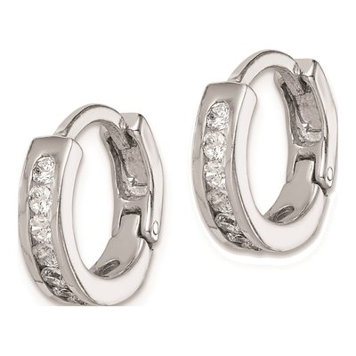 Sterling Silver 15mm CZ Huggie Hoop Earrings – view 3