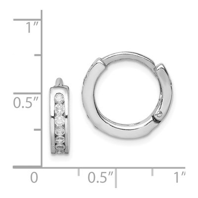 Sterling Silver 15mm CZ Huggie Hoop Earrings – view 5