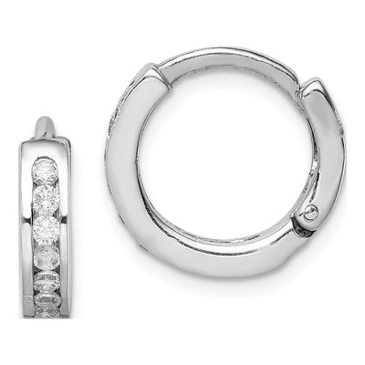 Sterling Silver 15mm CZ Huggie Hoop Earrings