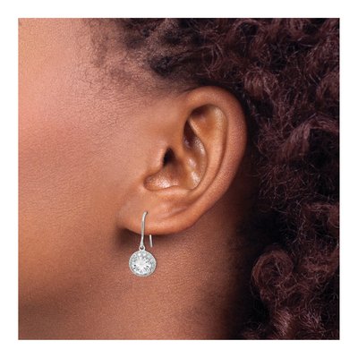 Sterling Silver CZ Halo Dangle Earrings – view 5