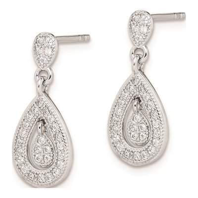 Sterling Silver CZ Pear Dangle Earrings – view 3