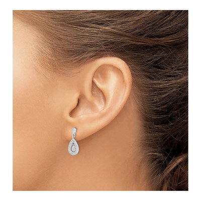 Sterling Silver CZ Pear Dangle Earrings – view 4