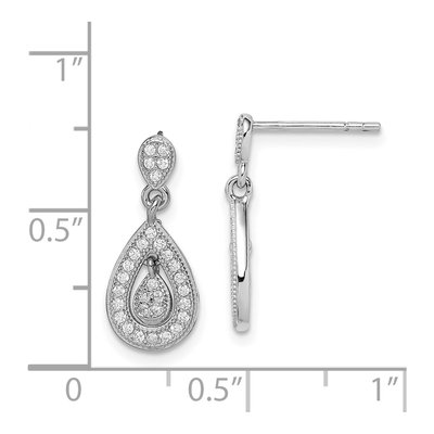 Sterling Silver CZ Pear Dangle Earrings – view 5