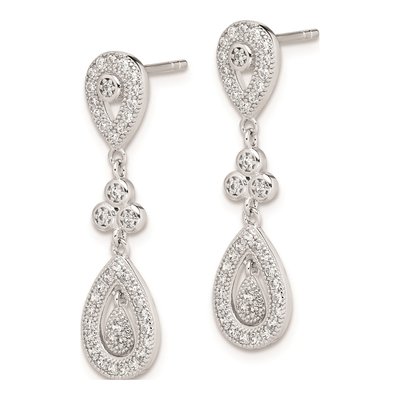 Sterling Silver CZ Pave Pear Dangle Earrings – view 3
