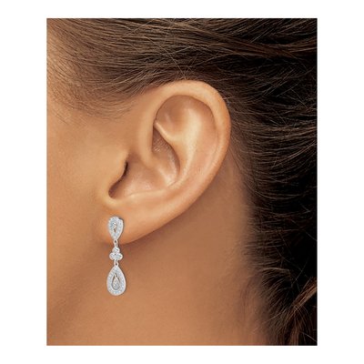 Sterling Silver CZ Pave Pear Dangle Earrings – view 4