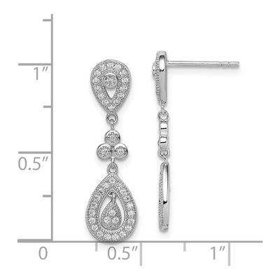 Sterling Silver CZ Pave Pear Dangle Earrings – view 5