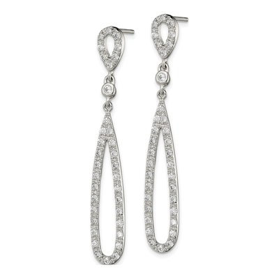 Sterling Silver CZ Teardrop Dangle Earrings – view 3