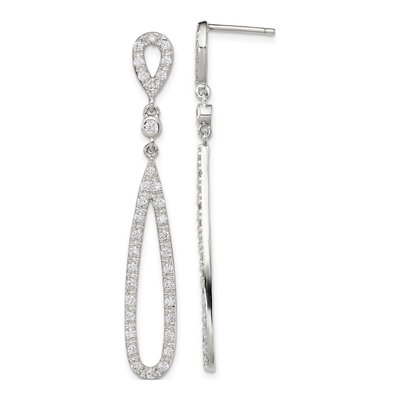Sterling Silver CZ Teardrop Dangle Earrings