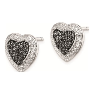 Sterling Silver Round CZ Heart Stud Earrings – view 3