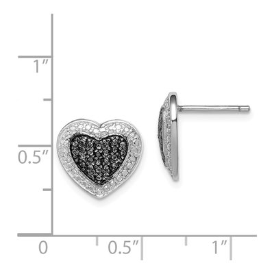 Sterling Silver Round CZ Heart Stud Earrings – view 5