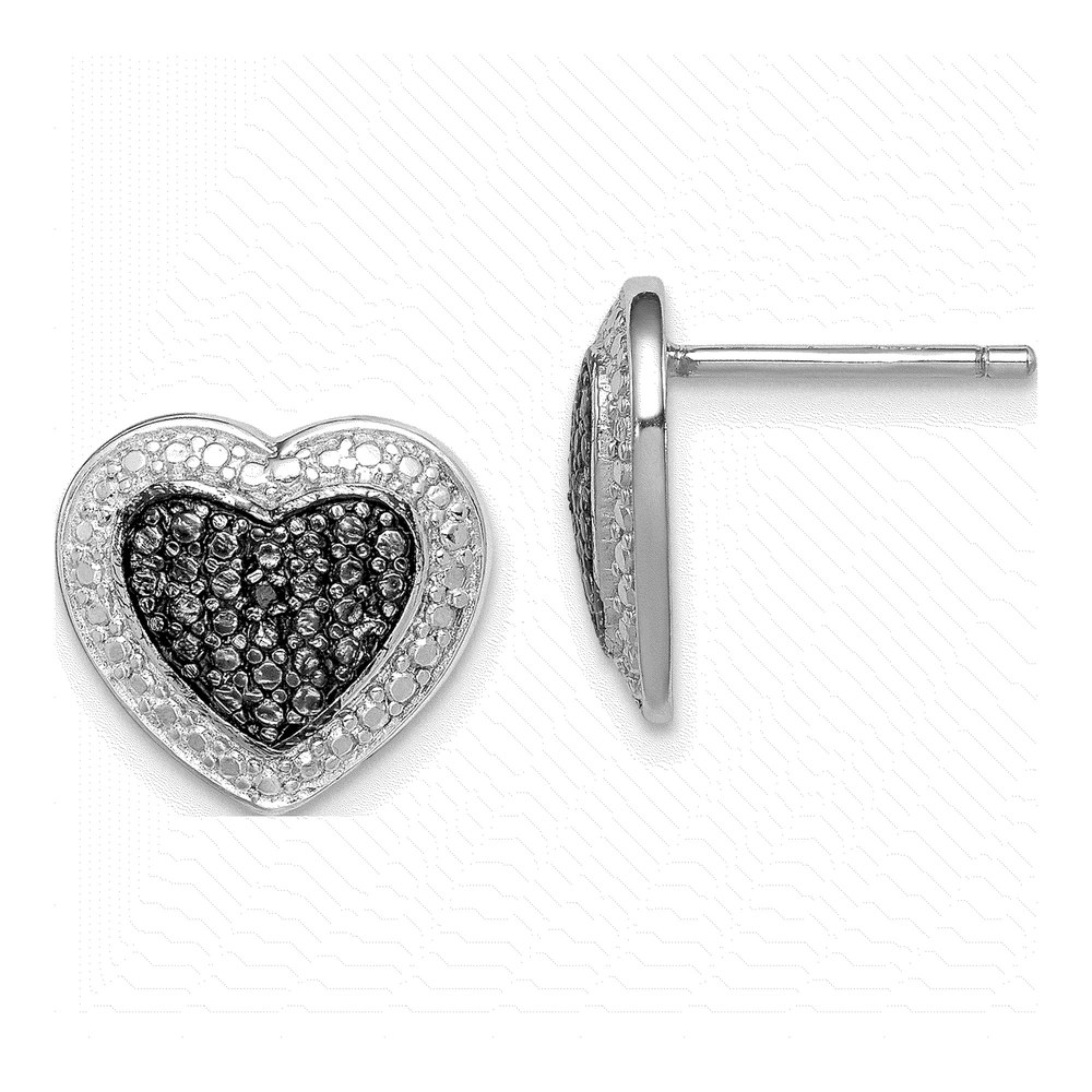 Sterling Silver Round CZ Heart Stud Earrings
