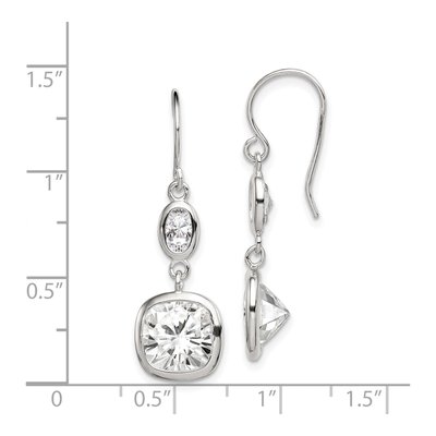 Sterling Silver CZ Oval Square Dangle Earrings – view 5