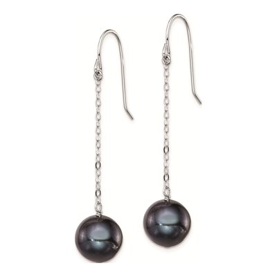 Sterling Silver Black Freshwater Cultured Pearl Dangle Earrings – view 3