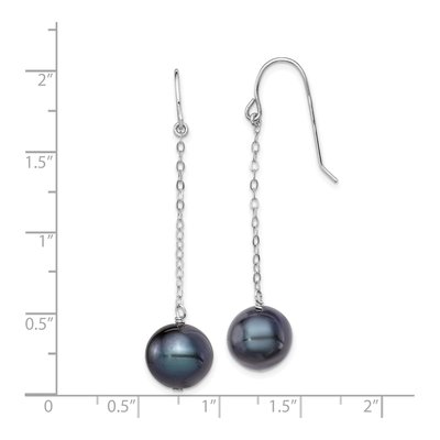 Sterling Silver Black Freshwater Cultured Pearl Dangle Earrings – view 5