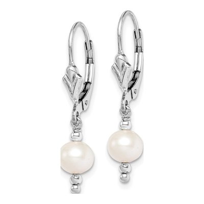 Sterling Silver Freshwater Cultured Pearl Leverback Earrings – view 3